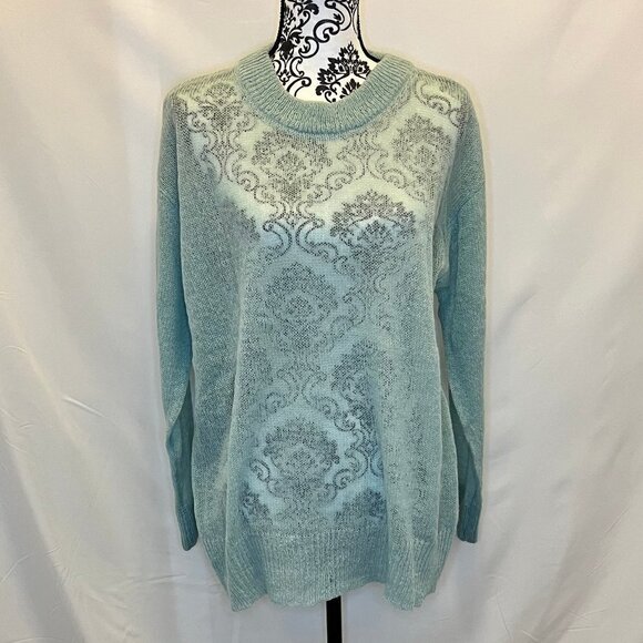 Ultra Fine Round Neck Wool Sweater - Seafoam - Picture 6 of 9